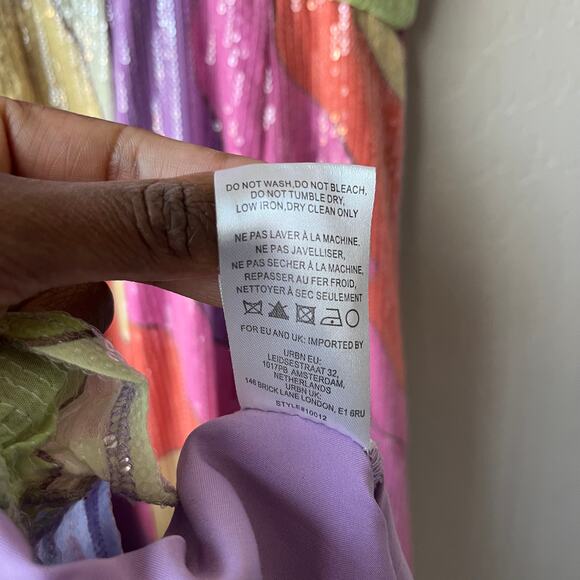 Hutch Dress Anthropologie Pastel Multicolor Sequined‎ Bustier Maxi Dress Size 8 - Picture 12 of 13